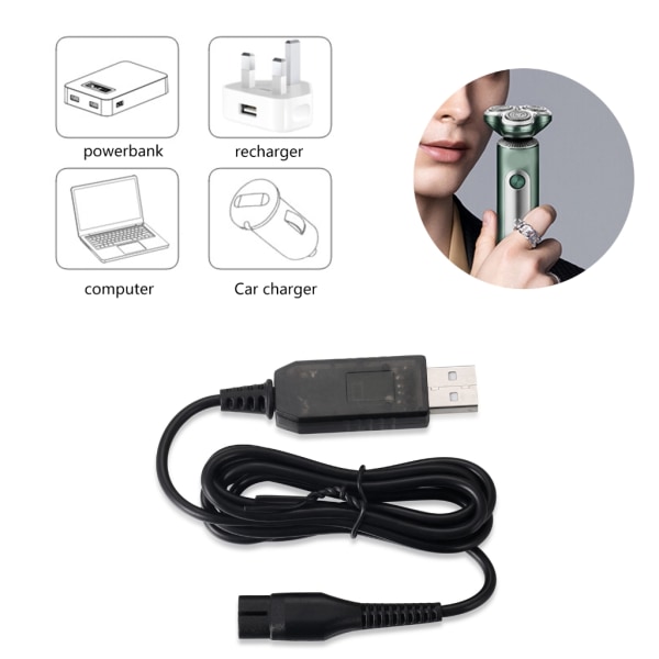 USB rakapparat laddarkabel 1M för QP2520 QP2521 QP2620 Series A00390 S301 310 elektriska rakapparater Laddningssladd