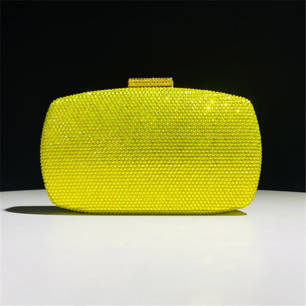 Kvinner Sparkly Rhinestones Evening Bag vesker Crystal Diamond håndveske med kjede Yellow