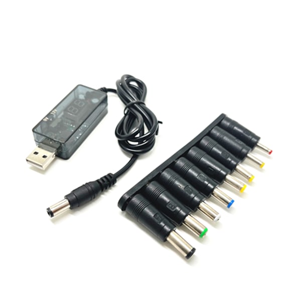 USB til DC- Strømkabel USB til 8 STK DC-jack-opladningsadapterledning DC5V til 12V 9V LED-skærm til router-miniblæserhøjttaler