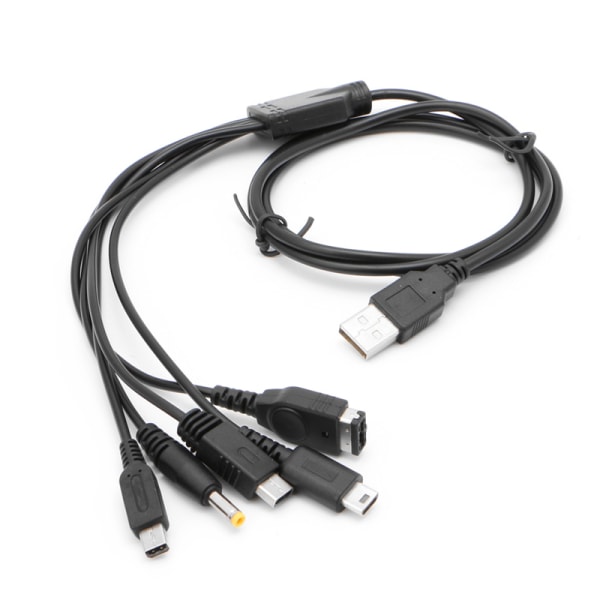 Spiltilbehør 5 i 1 USB-opladerkabel til GBA SP til WII U 3DS til NDSL XL til DSI til PSP