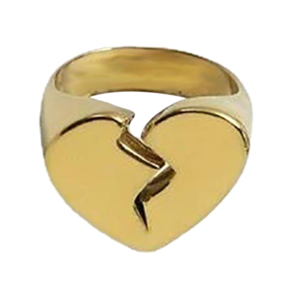 Vintage Broken Heart Band Ring Snygg förlovningslöfte Kärleksring Statement Gemensam ring Mode smycken presenter för kvinnor Gold - 1