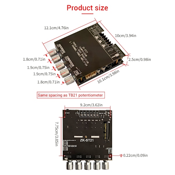 1 STK TPA3221 digitalt forstærkerkort 100W+100W+200W Subwoofer 2.1-kanals Bluetooth-kompatibelt forstærkerkort null - C