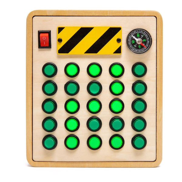 Led Light Busy Board Montessori Toy Button Busy Board Barn Trä Kontrollpanel