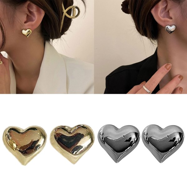 Hjärta örhängen metall Y2K stil örhängen örhängen kvinnor öron smycken fest örhängen presenter legering material för kvinnor flickor Gold