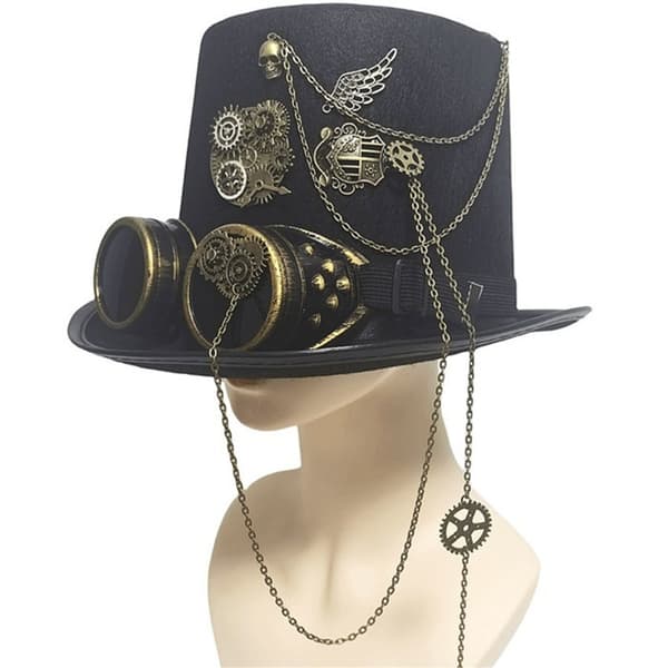 Hodeplagg i industriell stil med Steampunks urverksvingeaksenter