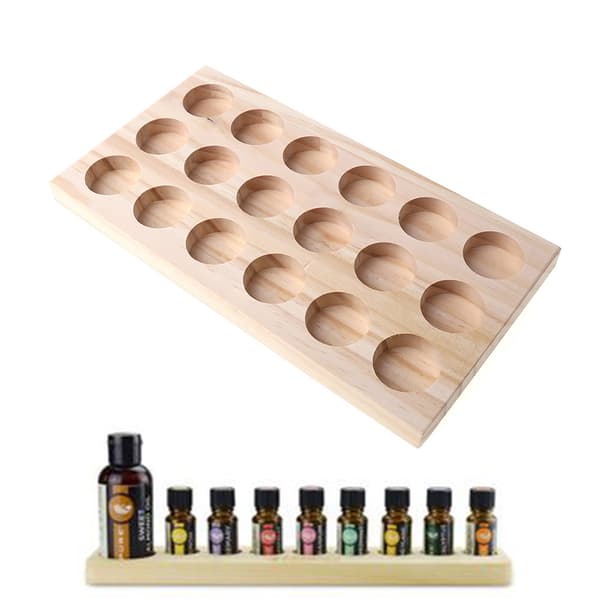 Kreativ Naturlig Trä Eteriska Oljor Låda Aromaterapi Flaskor Displayställ