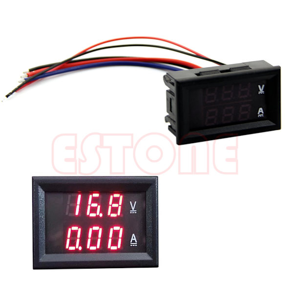 10A för DC 100V Voltmeter Amperemeter Röd LED Panel Amp Dubbel Digital Volt Meter Gauge