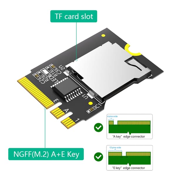NGFF M.2 Key A+E til T-Flash Kortlæser Adapter Risers Kort NGFF Konvertere