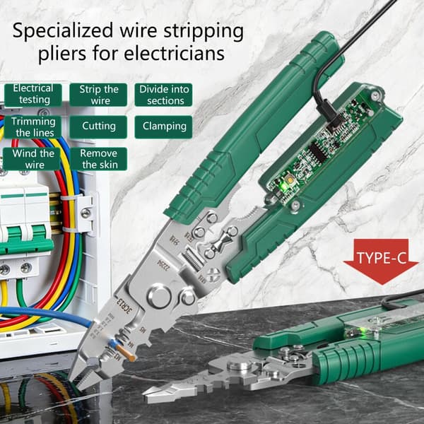 Elektriker Tång Avisolering med Spänningstestare Säkerhetsvarningssystem