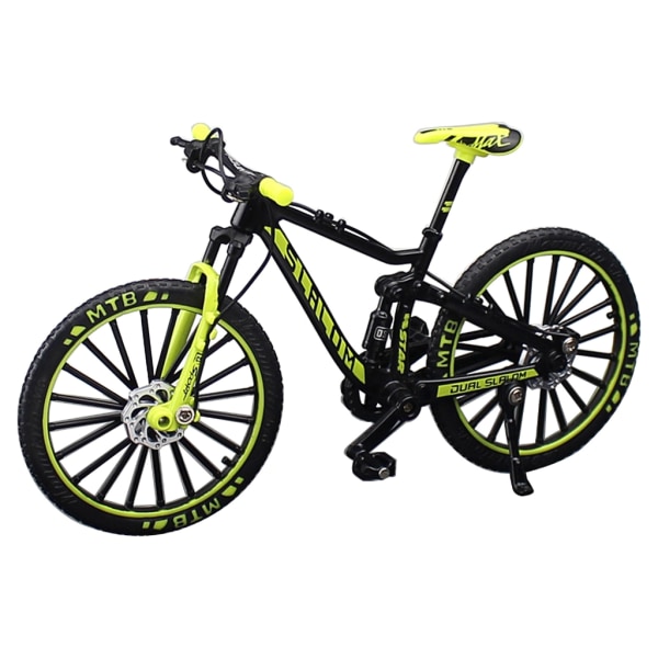 Skala 1:10 Finger Mountain Bike Legering Cyklar Modell Miniatyr med ljusa färger Roliga och intressanta presenter för vuxna Dark Green