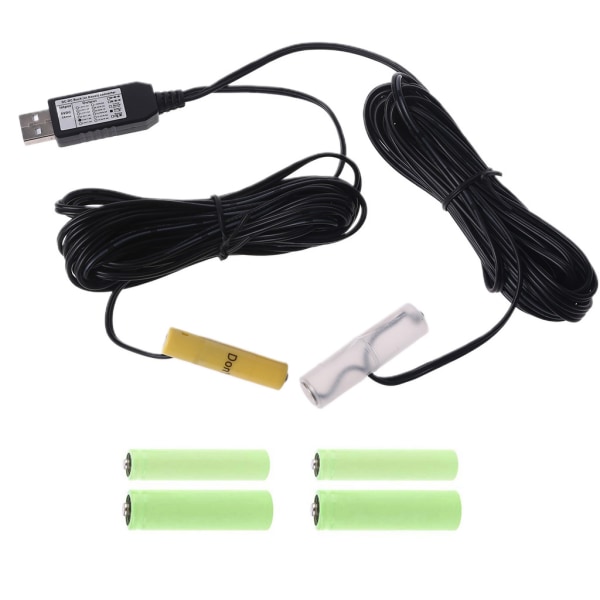 5V USB -nätverk Konvertera till 4,5V AA + AAA Batterieliminatorbyte 3st 1,5V LR6 LR03 Power 4,6m