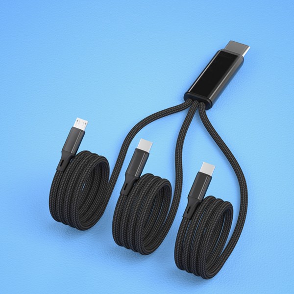 Multi USB -laddningskabel 5V 2A 3-i-1-laddarsladd för med Dual USB-C/Micro-USB P Black 0.2m
