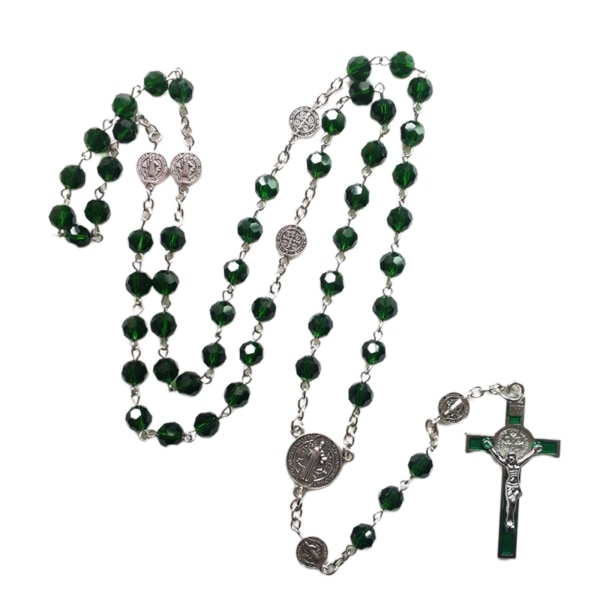 Rosenkrans pärlor Rosenkrans halsband Katolska bön pärlor för kors katolsk helig jord och för kors krucifix halsband null - 2