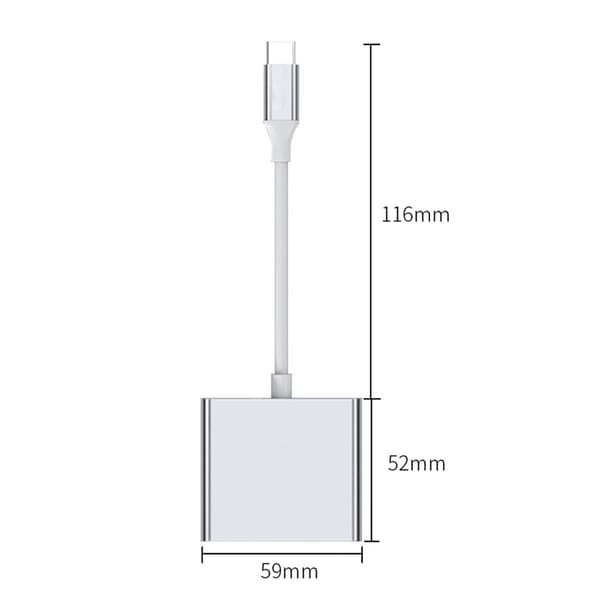3-i-1 USB-C til USB3.0+HDMI+PD100W Adapter til Hurtig Opladning & 5Gbps Data