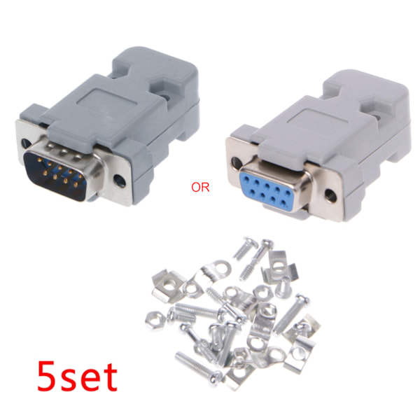 5 sett 9-pins hann/hun D-Sub plugg loddekontakt RS232 seriell DB9 for m/ for G