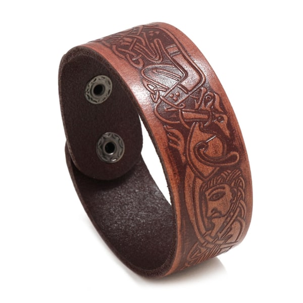 Präglat mönster kohud brett armband enkla smycken för män födelsedagspresent Light brown
