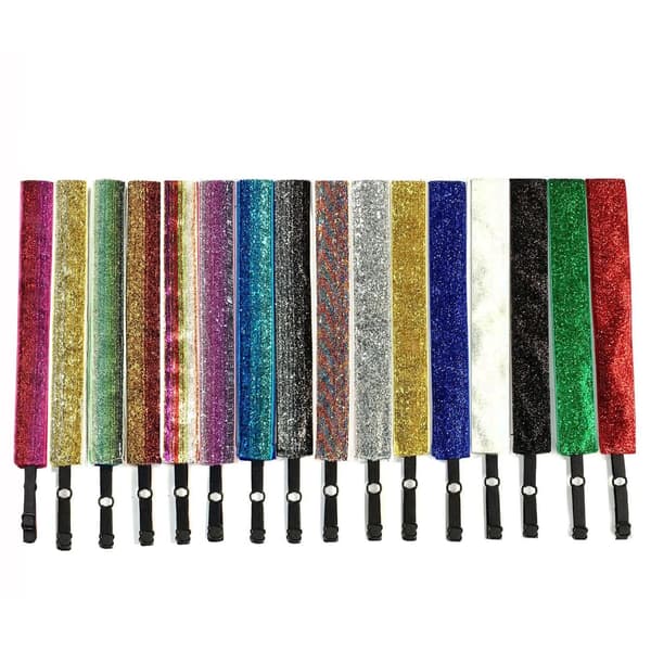 Elastisk stretchig glittrande mode pannband sport-pannband glitter pannband Silver