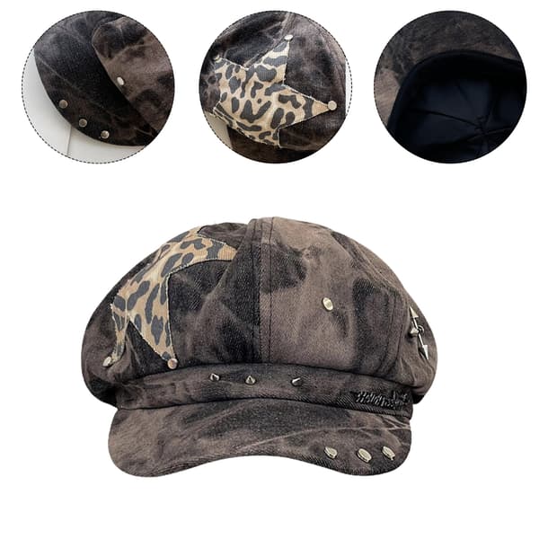 Mørk Baret Cabbie Hat Oversized Malerhat Kunstnerhat Afslappet Mode