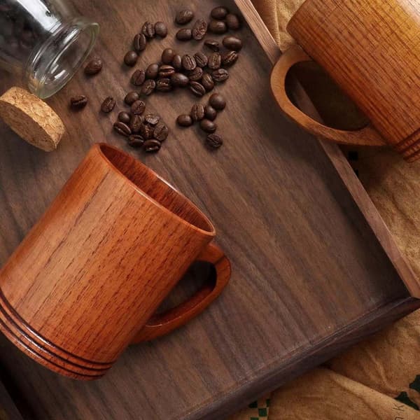 Unik Trä Vattenkopp Lätt Campingkopp Trästruktur Kaffe Mjölk Kopp
