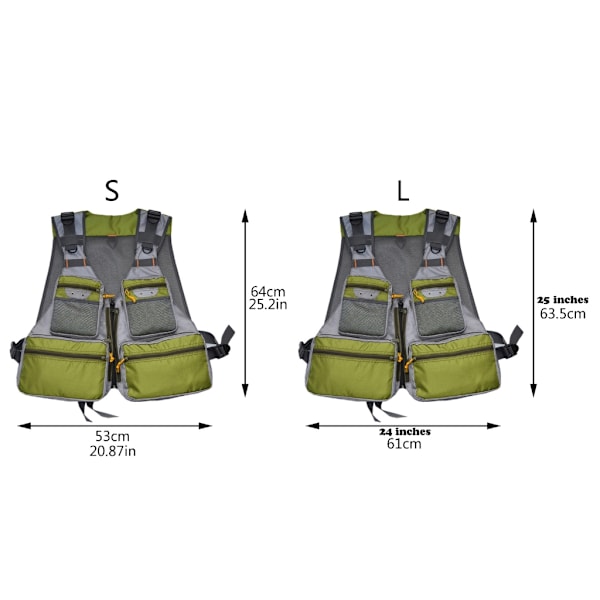 Herr Quick Dry Fiskeväst Mesh Jackor Vandring Multi-Pocket Fiskeväst S