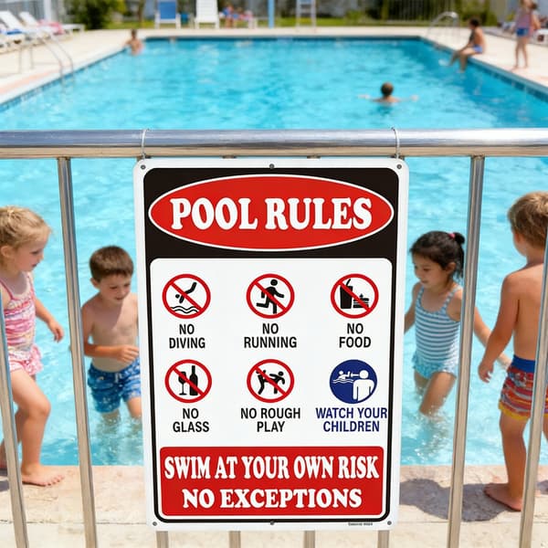 Varningsskylt för utomhuspool Säkerhetsskylt för pool