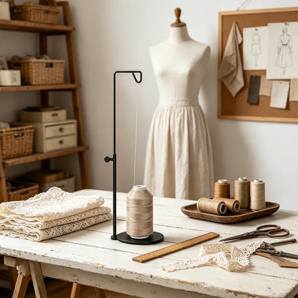 Flerbruks spoleholder i rustfritt stål for DIY- og strikkeprosjekter