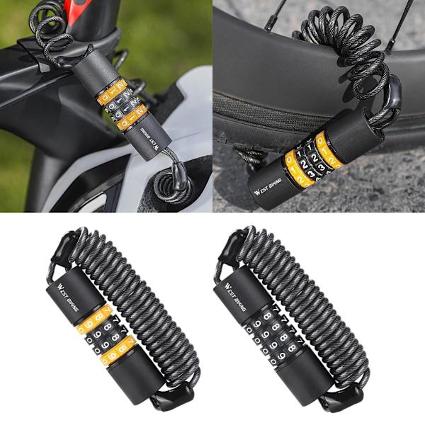 Motorcykelhjelme Lås Cykel 4-Cifret Kombination Kabel Lås Rejselåse Black Orange