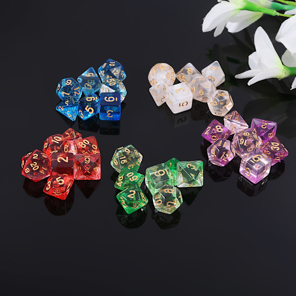 7 st/set Akryltärningar Bordsspel Tärningar D4 D6 D10 D12 Polyhedral Tärningar Blue