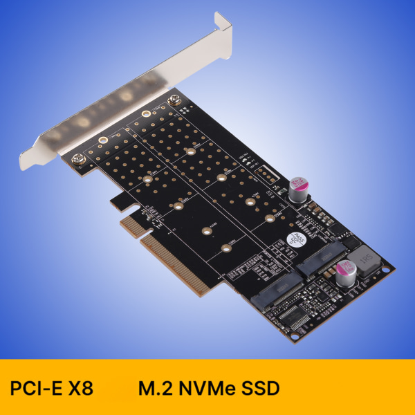PCIE Dual-Disk expansionskort PCIE X8 för M.2 NVME Controller Hårddiskkort för