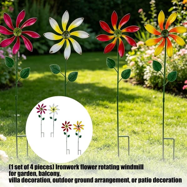 Vindmølle Roterende Blomst Vindspinner Stake Stående Plen Blomster Vindhjul