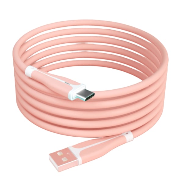 Mjuk silikon USB till Type-C-laddningskabel för mobiltelefoner med Type-C-laddningsport Snabb dataöverföringskabel 1M Pink