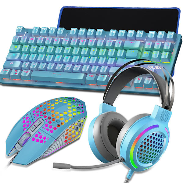 Pelinäppäimistö ja hiiri, hiirimatto ja pelikuulokkeet langalliset LED RGB-taustavalopaketti PC-pelaajille X box -käyttäjät 4 in 1
