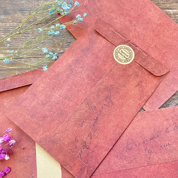 100x åldrade tomma kuvert Krafts papperskuvert för inbjudningshälsningskort Retro red brown
