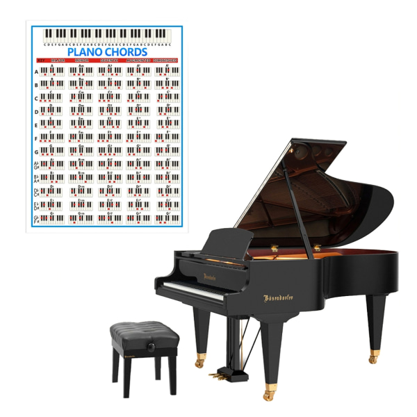 Fullt illustrerade pianoackorddiagram tangentbord notdiagram utbildning gåva S