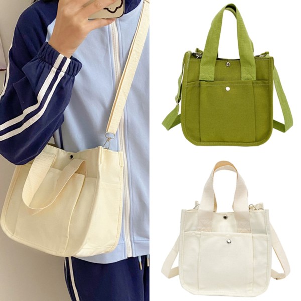 Dam Casual Messenger Bag Axelväska Canvas Handväskor Stor Crossbody-väska Brown