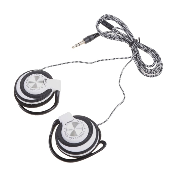 Clip-on hörlurar, subwoofer stereo trådbundna hörlurar, för 3,5 mm gränssnittsenhet Svetttålig hörlurar Black