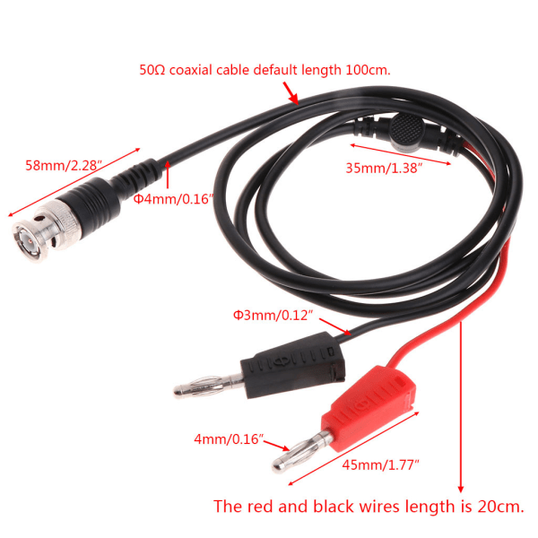 BNC hankontakt till 4 mm dubbla bindningsstolpar Adapter Bananplugg Testkabel Stapelbar