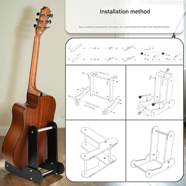 Trä Musikalisk Instrument Display Rack Universal Stöd Golv Gitarrhållare