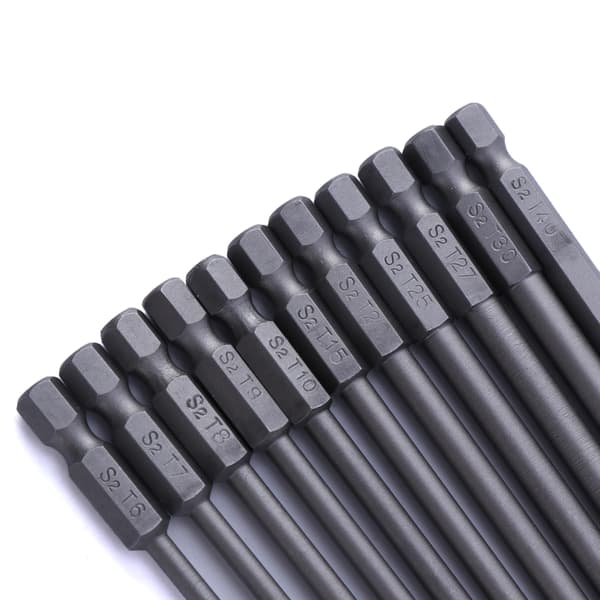 Lang Torx Hoved Magnetisk Sikkerheds Torx Bit Sæt 1/4\" Sekskant Borebit