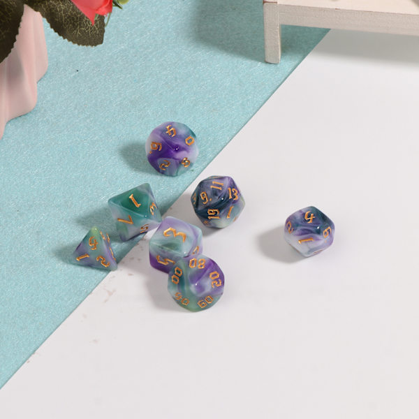 7 stk. Akryl Polyhedral Terningspil Terninger til Rollespil Brætspil 2