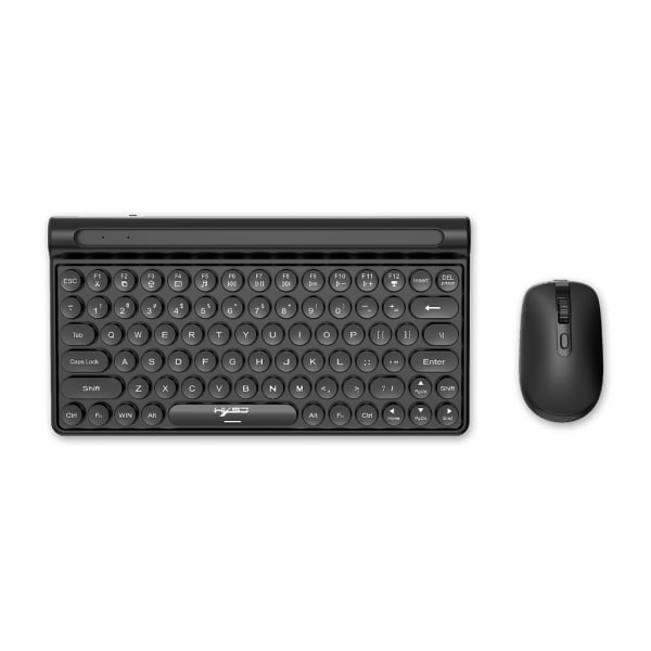 Trådlöst tangentbord och mus Combo 2.4G ergonomiskt trådlöst datortangentbord med telefon Tabletthållare för bärbar dator Black