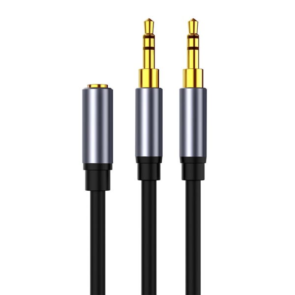 Hörlursförlängningskabeluttag 3,5 mm ljudkabel hane till 2 hona aux-kabel hörlursdelare för datormobiler