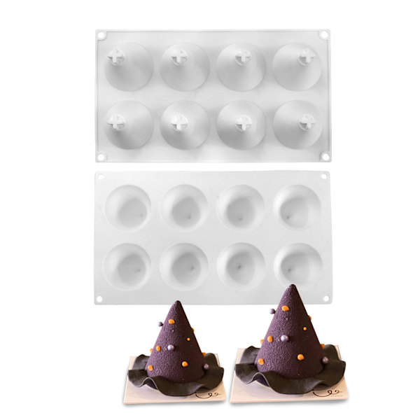 8 huller silikone kageform kegleform kageforme chokoladeform mousseforme