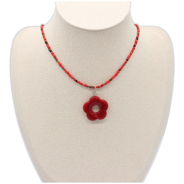 Bohemian Beaded Halsband Summer Rice Bead Flower Halsband Hawaii Beach Halsband Smycken Lämplig för damer och flickor