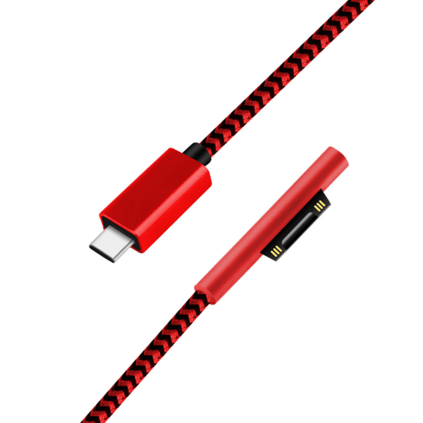 Typ-C Power Charger Pd Snabbladdningskabel för Microsoft- Surface Pro 3 4 5 6 7 Red