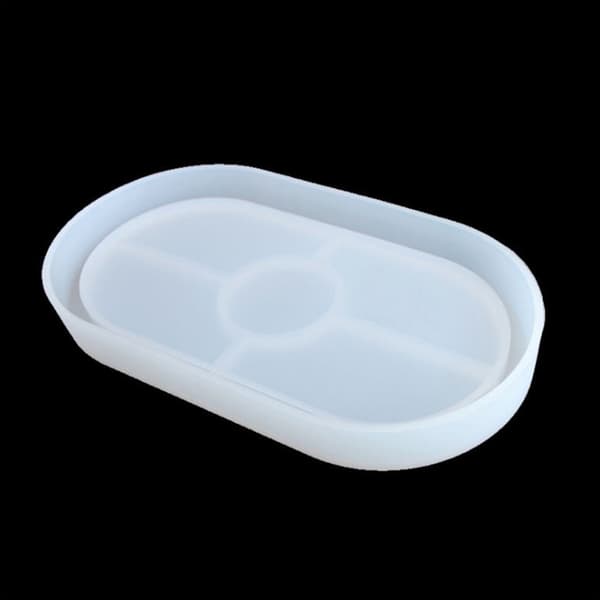 2 Delar DIY Oval Bricka Silikonform Skrivbordsförvaringslåda Form Underläggsform