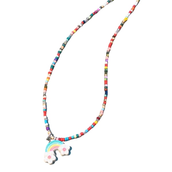 Fashionabla söta pärlor halsband Kort choker Y2K färgglada smycken hänge halsband rispärlor material för kvinnor flickor