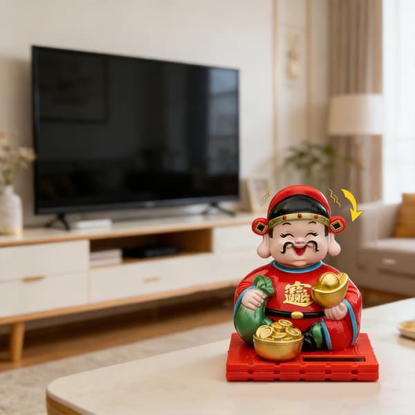 Enkel installation Soldriven Automatisk Nickande Lyckogud-figur