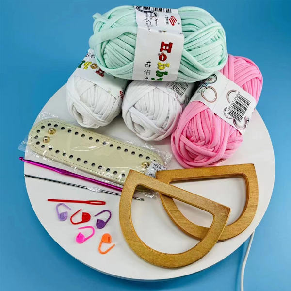 DIY håndlavet taske Retro stil håndtaske syning med syværktøj PU læder bund Hæklet håndtag Tasker Fremstilling af håndværkstilbehør Style 1