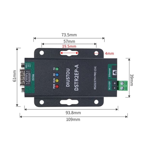 RS485 - RJ45 Ethernet -moduuli sarjatuelle JSON Mott -moduulille